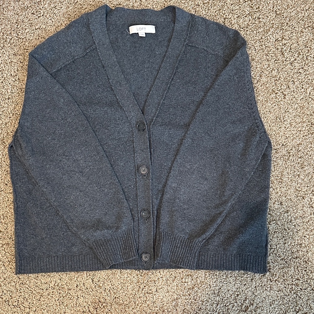 LOFT Women's Charcoal Cardigan Sweater
